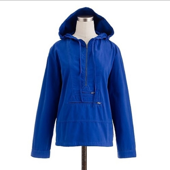 J. Crew Shrunken Anorak blue pullover jacket large - Picture 2 of 7